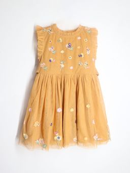 CHERRY CRUMBLE BY NITT HYMAN - Orange Embroidered with Zipper Closure Summer Dress