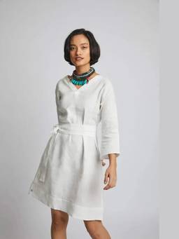 B Label - White Tie-Up Dazzle Dress