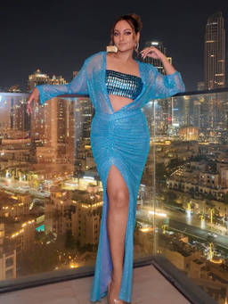 ITRH - Blue Aqua Elegance Skirt with Blouse and Shirt