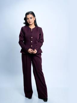 SG.Label - Maroon Clean Line Blazer With Trouser