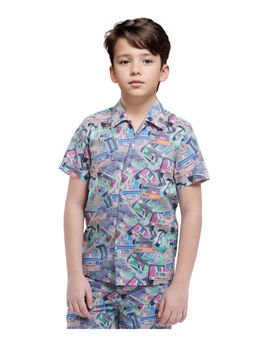 RARE ONES - Boys Cast Multi-Color Cotton Half Sleeve Collar Neck Digital Print Shirt - Rare Ones By Rare Rabbit