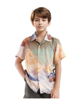 RARE ONES - Boys Chilo Multi-Color Viscose Full Sleeve Collar Neck Placement Print Shirt - Rare Ones By Rare Rabbit
