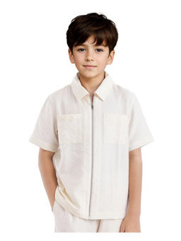 RARE ONES - Boys Cose Off White Viscose Half Sleeve Solid Shirt - Rare Ones By Rare Rabbit