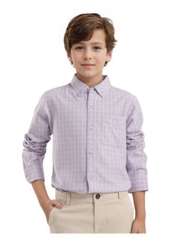 RARE ONES - Boys Crew Purple Cotton Full Sleeves Regular Fit Checks Shirt - Rare Ones By Rare Rabbit