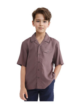 RARE ONES - Boys Dubex Dusky Brown Modal Half Sleeve Solid Shirt - Rare Ones By Rare Rabbit