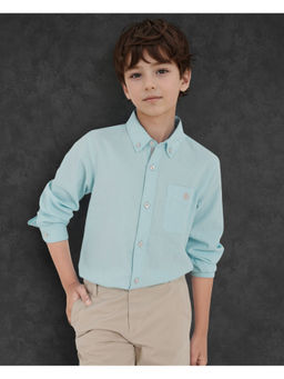 RARE ONES - Boys Jac Blue Cotton Full Sleeves Button Down Regular Fit Solid Shirt - Rare Ones By Rare Rabbit
