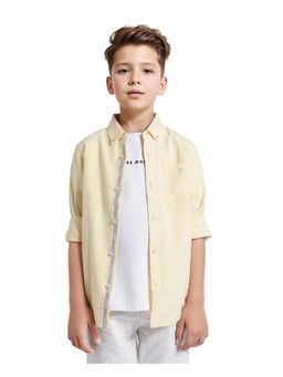 RARE ONES - Boys Jac Pastel Yellow Cotton Full Sleeves Regular Fit Solid Shirt - Rare Ones By Rare Rabbit