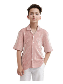 RARE ONES - Boys John-S Rust Cotton Blend Half Sleeve Solid Regular Shirt - Rare Ones By Rare Rabbit