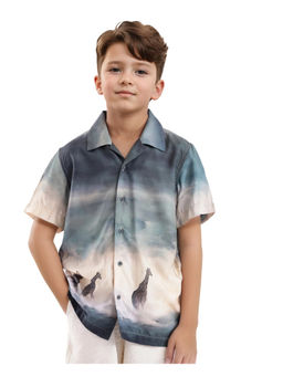 RARE ONES - Boys Kenyo Multi-Color Viscose Half Sleeve Collar Neck Printed Shirt - Rare Ones By Rare Rabbit
