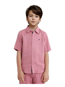 RARE ONES - Boys Layerr Hs-K Dusky Pink Cotton Half Sleeve Spread Collar Solid Shirt - Rare Ones By Rare Rabbit