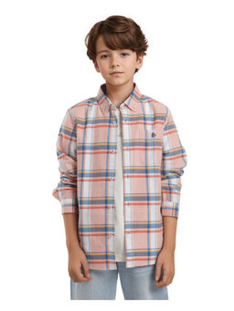 RARE ONES - Boys Nes Pink Cotton Full Sleeves Button Down Regular Fit Checks Shirt - Rare Ones By Rare Rabbit