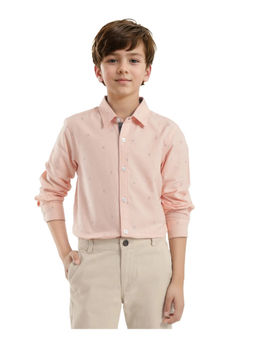 RARE ONES - Boys Oxot Orange Cotton Full Sleeves All Over Print Regular Fit Shirt - Rare Ones By Rare Rabbit