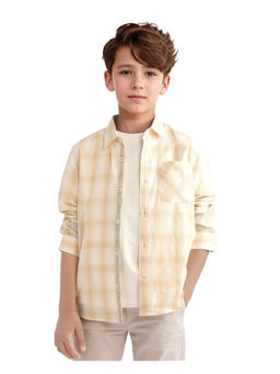 RARE ONES - Boys Sable Yellow Cotton Full Sleeve Spread Collar Checks Shirt - Rare Ones By Rare Rabbit