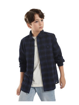 RARE ONES - Boys Toyt Navy Blue Cotton Button Down Regular Fit Checks Shirt - Rare Ones By Rare Rabbit