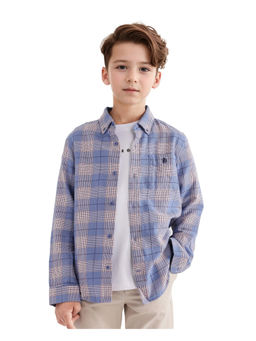 RARE ONES - Boys Ver Blue Cotton Full Sleeves Button Down Regular Fit Checks Shirt - Rare Ones By Rare Rabbit