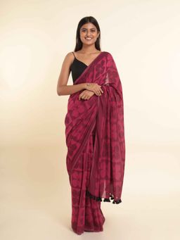 Suta - Pink Printed Cotton Blend Saree