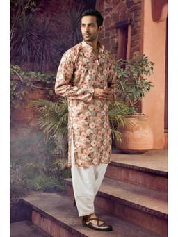 Jhambthread - Men'S Blended Cotton Multi Colur Designer Printed Kurta with Payjama