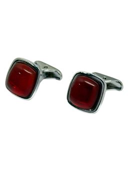 The Tie Hub - Men Red Square Stone Cufflinks