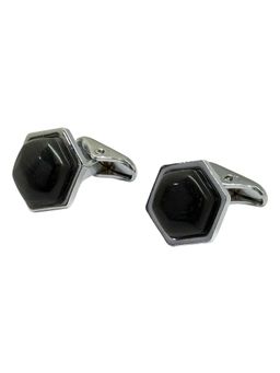 The Tie Hub - Men Hexagon Black Stone Cufflinks
