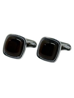 The Tie Hub - Men Dark Brown Square Stone Cufflinks
