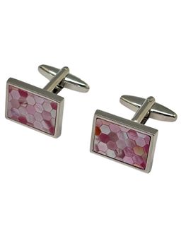 The Tie Hub - Men Pink Rectangular Cufflinks