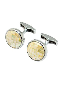 The Tie Hub - Men Ivory Mop Round Cufflinks