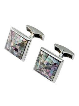 The Tie Hub - Men Multi-Color Toned Iridescent Mop Square Cufflinks