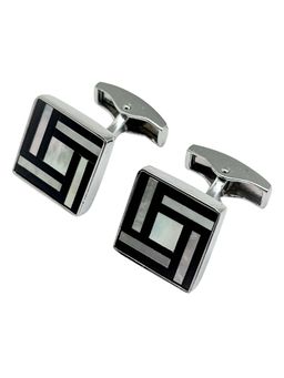 The Tie Hub - Men Black and White Mop Square Cufflinks