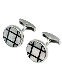 The Tie Hub - Men Multi-Color Grid Mop Round Cufflinks