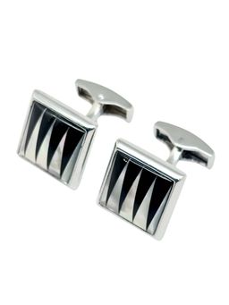 The Tie Hub - Men Black Geometric Square Cufflinks