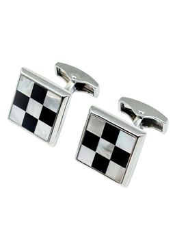 The Tie Hub - Men Black and White Mop Checkered Cufflinks