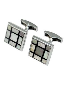 The Tie Hub - Men Multi-Color Enamel Grid Mop Square Cufflinks