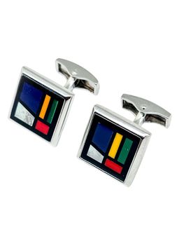 The Tie Hub - Men Multi-Color Abstract Geometric Enamel Cufflinks