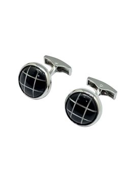 The Tie Hub - Men Black Grid Mop Cufflinks