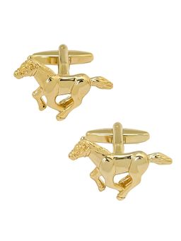 The Tie Hub - Men Gold-Tone Brass Animal Design Horse Cufflinks