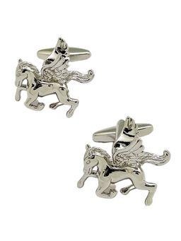 The Tie Hub - Men Silver-Tone Brass Pegasus Cufflinks