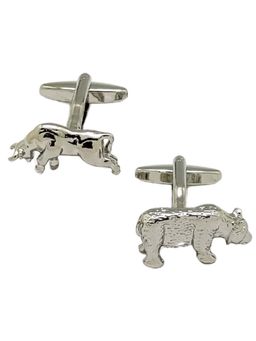 The Tie Hub - Men Silver-Tone Brass Bull Cufflinks