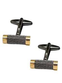 The Tie Hub - Men Gunmetal and Gold-Tone Brass Barrel Cufflinks
