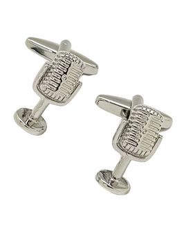 The Tie Hub - Men Vintage Silver-Tone Brass Microphone Cufflinks