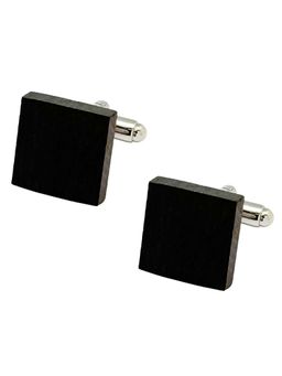 The Tie Hub - Men Dark Brown Wood and Gold-Tone Brass Cufflinks