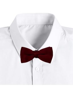 The Tie Hub - Men Maroon Microfiber Bow Tie