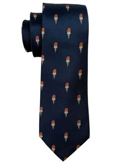 The Tie Hub - Men Navy Blue Ice-Cream Motif Silk Necktie