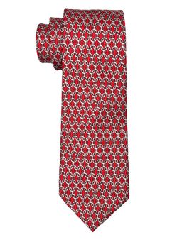 The Tie Hub - Men Red Geometric Silk Necktie
