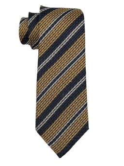 The Tie Hub - Men Yellow Textured Design Silk Necktie
