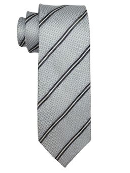 The Tie Hub - Men Grey Silk Stripes Necktie