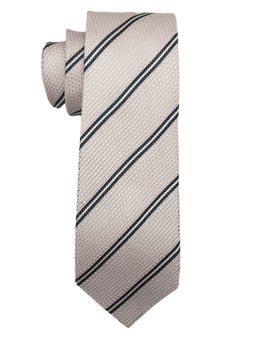 The Tie Hub - Men Beige Silk Stripes Necktie