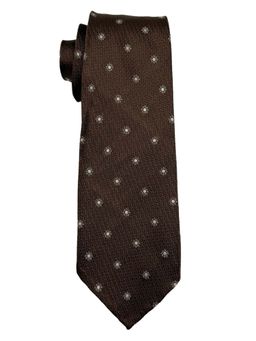 The Tie Hub - Men Brown Floral Italian Silk Necktie