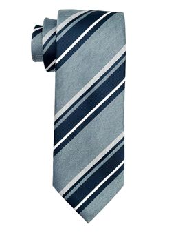 The Tie Hub - Men Blue Herringbone Striped Bamboo Silk Necktie