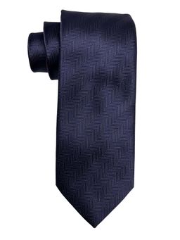 The Tie Hub - Men Navy Blue Herringbone Bamboo Silk Necktie