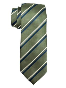 The Tie Hub - Men Olive Striped Bamboo Silk Necktie